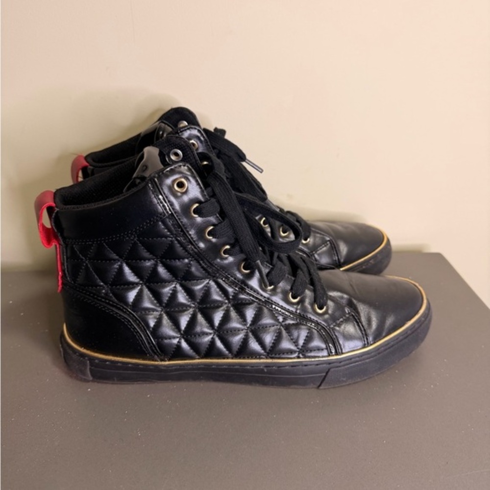 Mens Guess Melo Quilted High Top Leather Sneakers